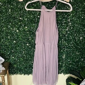 Chic Silk Lavender Pleated Dress